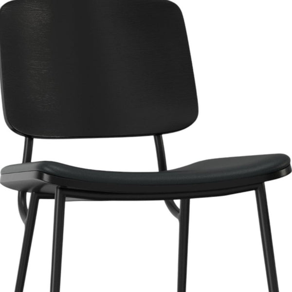 Set of Two Faux Leather Upholstered Dining Side Chairs with Solid Wood Legs for Modern