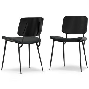Set of Two Faux Leather Upholstered Dining Side Chairs with Solid Wood Legs for Modern