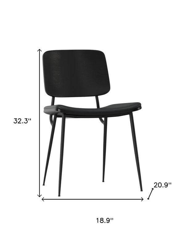Set of Two Faux Leather Upholstered Dining Side Chairs with Solid Wood Legs for Modern