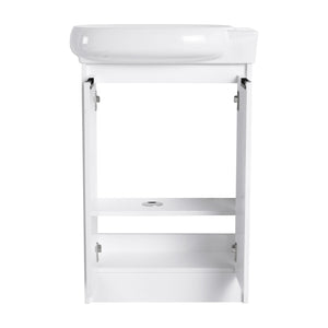 English Elm 23" Freestanding Bathroom Vanity with Ceramic Vessel Sink, Soft-Close Doors, Adjustable Shelf Storage Glossy White W999P206105