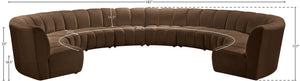 Meridian Furniture Infinity 10 Piece Modular Sectional Velvet Sofa with Channel Tufting for Living Room 638Brown-10PC