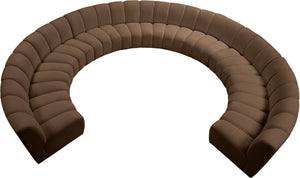Meridian Furniture Infinity 10 Piece Modular Sectional Velvet Sofa with Channel Tufting for Living Room 638Brown-10PC