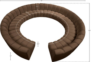 Meridian Furniture Infinity 12 Piece Modular Sectional Channel Tufted Velvet Sofa for Open Living Rooms 638Brown-12PC