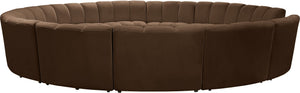 Meridian Furniture Infinity 12 Piece Modular Sectional Channel Tufted Velvet Sofa for Open Living Rooms 638Brown-12PC