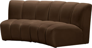 Meridian Furniture Infinity 2 Piece Modular Sectional Sofa Brown Velvet Channel Tufted Contemporary 638Brown-2PC