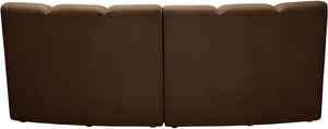 Meridian Furniture Infinity 2 Piece Modular Sectional Sofa Brown Velvet Channel Tufted Contemporary 638Brown-2PC