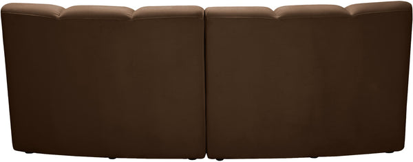 Meridian Furniture Infinity 2 Piece Modular Sectional Sofa Brown Velvet Channel Tufted Contemporary 638Brown-2PC