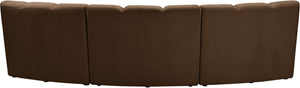 Meridian Furniture Infinity Velvet Three Piece Modular Sectional with Channel Tufting for Modern Living 638Brown-3PC