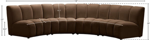Meridian Furniture Infinity Four-piece Modular Sectional Brown Velvet Channel Tufted Living Room Sofa 638Brown-4PC