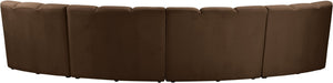 Meridian Furniture Infinity Four-piece Modular Sectional Brown Velvet Channel Tufted Living Room Sofa 638Brown-4PC