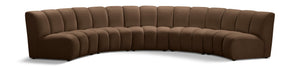 Meridian Furniture Infinity Five Piece Brown Velvet Modular Sectional with Channel Tufting for Large Rooms 638Brown-5PC