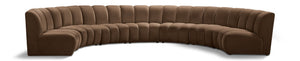 Meridian Furniture Infinity Seven Piece Velvet Modular Sectional with Channel Tufting for Large Living Rooms 638Brown-7PC