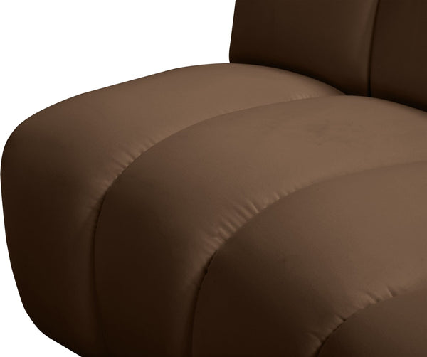 Meridian Furniture Infinity Seven Piece Velvet Modular Sectional with Channel Tufting for Large Living Rooms 638Brown-7PC