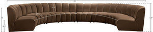 Meridian Furniture Infinity Eight Piece Modular Sectional Brown Velvet Channel Tufted Living Room Sofa 638Brown-8PC