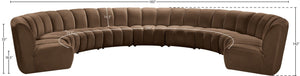 Meridian Furniture Infinity Nine Piece Velvet Modular Sectional with Channel Tufting for Large Living Rooms 638Brown-9PC