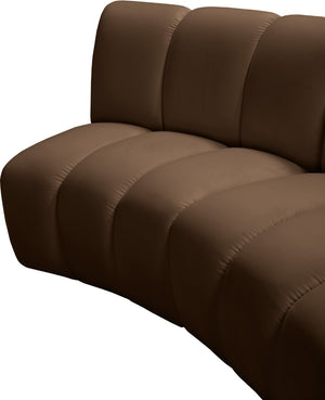 Meridian Furniture Infinity Nine Piece Velvet Modular Sectional with Channel Tufting for Large Living Rooms 638Brown-9PC