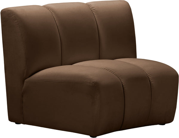 Meridian Furniture Infinity Channel Tufted Velvet Modular Accent Chair for Contemporary Living Room Decor Brown 638Brown-C