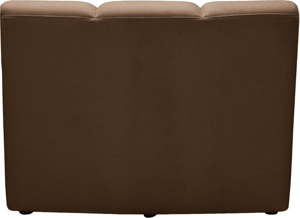 Meridian Furniture Infinity Channel Tufted Velvet Modular Accent Chair for Contemporary Living Room Decor Brown 638Brown-C
