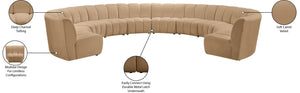 Meridian Furniture Infinity 10 Piece Modular Sectional Velvet Channel Tufted Living Room Sofa Set 638Camel-10PC