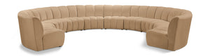 Meridian Furniture Infinity 10 Piece Modular Sectional Velvet Channel Tufted Living Room Sofa Set 638Camel-10PC