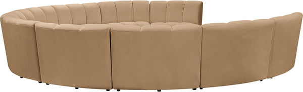 Meridian Furniture Infinity 10 Piece Modular Sectional Velvet Channel Tufted Living Room Sofa Set 638Camel-10PC