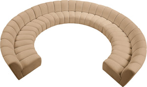 Meridian Furniture Infinity 10 Piece Modular Sectional Velvet Channel Tufted Living Room Sofa Set 638Camel-10PC