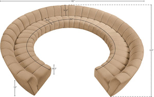 Meridian Furniture Infinity Modular Sectional Velvet Sofa with Channel Tufting for Spacious Living Rooms 638Camel-11PC