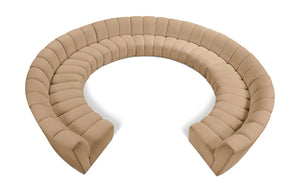 Meridian Furniture Infinity Modular Sectional Velvet Sofa with Channel Tufting for Spacious Living Rooms 638Camel-11PC