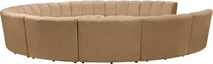 Meridian Furniture Infinity Modular Sectional Velvet Sofa with Channel Tufting for Spacious Living Rooms 638Camel-11PC