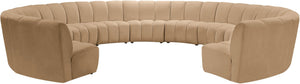 Meridian Furniture Infinity Modular Sectional Velvet Sofa with Channel Tufting for Spacious Living Rooms 638Camel-11PC