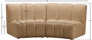 Meridian Furniture Infinity Modular Two Piece Sectional with Channel Tufted Velvet for Modern Living 638Camel-2PC