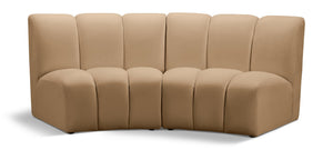 Meridian Furniture Infinity Modular Two Piece Sectional with Channel Tufted Velvet for Modern Living 638Camel-2PC