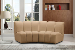 Meridian Furniture Infinity Modular Two Piece Sectional with Channel Tufted Velvet for Modern Living 638Camel-2PC