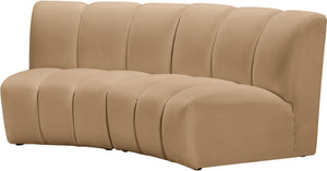 Meridian Furniture Infinity Modular Two Piece Sectional with Channel Tufted Velvet for Modern Living 638Camel-2PC