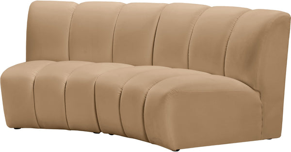 Meridian Furniture Infinity Modular Two Piece Sectional with Channel Tufted Velvet for Modern Living 638Camel-2PC