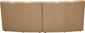Meridian Furniture Infinity Modular Two Piece Sectional with Channel Tufted Velvet for Modern Living 638Camel-2PC