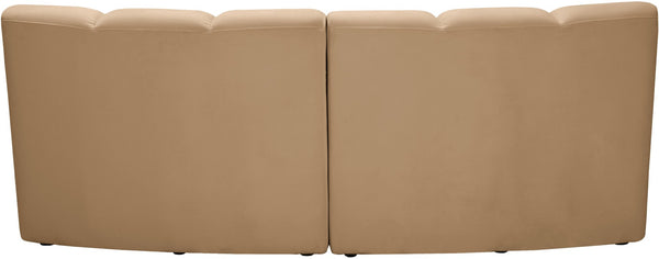 Meridian Furniture Infinity Modular Two Piece Sectional with Channel Tufted Velvet for Modern Living 638Camel-2PC