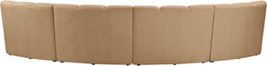 Meridian Furniture Infinity Modular Velvet Sectional with Channel Tufting for Spacious Living Rooms 638Camel-4PC