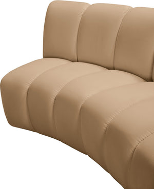 Meridian Furniture Infinity Five Piece Modular Sectional Camel Velvet Channel Tufted Living Room Sofa 638Camel-5PC