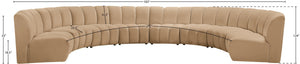 Meridian Furniture Infinity Eight Piece Modular Sectional Velvet Channel Tufted for Spacious Living Rooms 638Camel-8PC