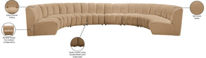 Meridian Furniture Infinity Eight Piece Modular Sectional Velvet Channel Tufted for Spacious Living Rooms 638Camel-8PC