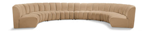 Meridian Furniture Infinity Eight Piece Modular Sectional Velvet Channel Tufted for Spacious Living Rooms 638Camel-8PC