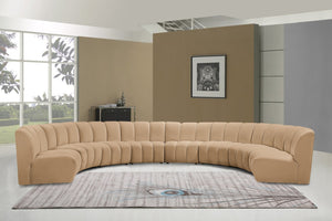 Meridian Furniture Infinity Eight Piece Modular Sectional Velvet Channel Tufted for Spacious Living Rooms 638Camel-8PC