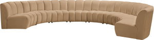 Meridian Furniture Infinity Eight Piece Modular Sectional Velvet Channel Tufted for Spacious Living Rooms 638Camel-8PC