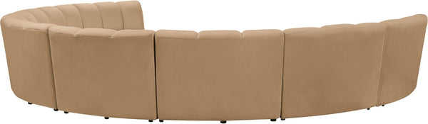 Meridian Furniture Infinity Eight Piece Modular Sectional Velvet Channel Tufted for Spacious Living Rooms 638Camel-8PC