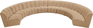 Meridian Furniture Infinity Eight Piece Modular Sectional Velvet Channel Tufted for Spacious Living Rooms 638Camel-8PC