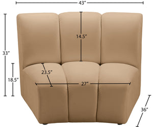 Meridian Furniture Infinity Channel Tufted Velvet Modular Accent Chair for Contemporary Living Room Decor Camel 638Camel-C