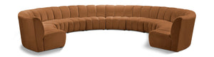Meridian Furniture Infinity Ten Piece Modular Sectional Velvet Channel Tufted Living Room Seating 638Saddle-10PC