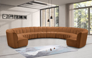 Meridian Furniture Infinity Ten Piece Modular Sectional Velvet Channel Tufted Living Room Seating 638Saddle-10PC
