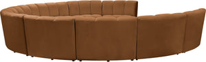 Meridian Furniture Infinity Ten Piece Modular Sectional Velvet Channel Tufted Living Room Seating 638Saddle-10PC